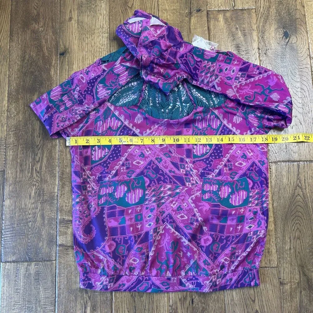 Anthropologie TINY Brenan Flutter Sleeve Top Purple Turquoise Womens XXS NWT - Picture 6 of 8